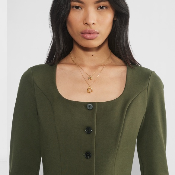 Wilfred Felice Ponte Top Ponte-knit button-up blouse Size 4 Green - Picture 5 of 15